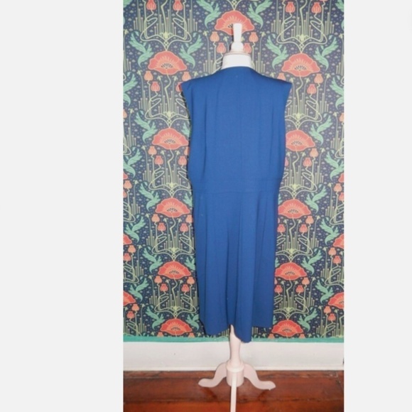 Lafayette 148 NY Marine Blue Wool Zip Front Sleeveless Carlina Shift Dress 18 - Picture 6 of 6